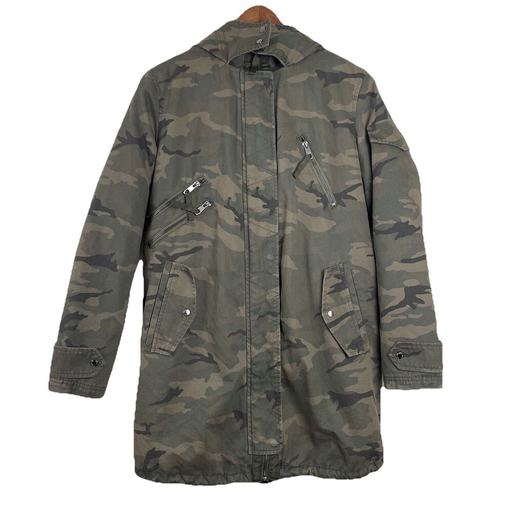 Zara Womens “Inspire others” Camouflage Parka Fur Lining Hooded Jacket-S